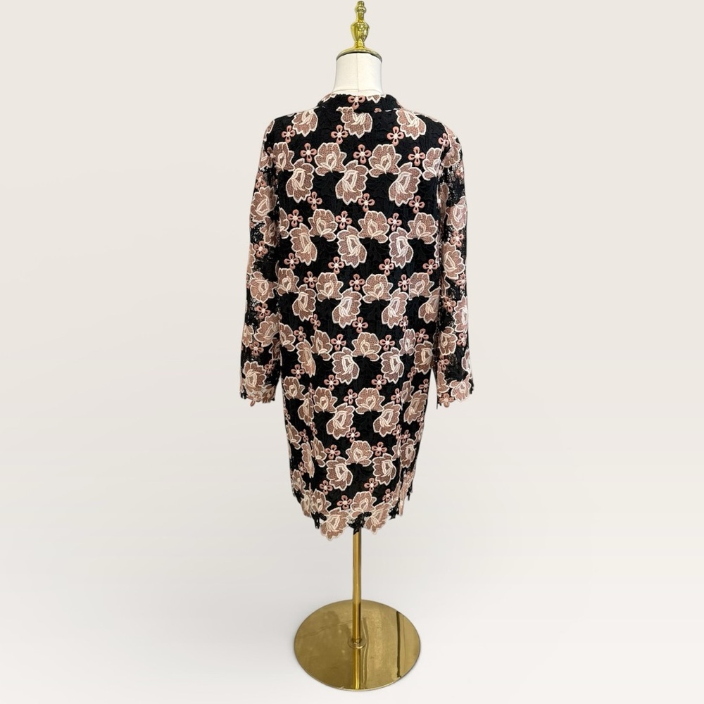 J.Marie Women's Black Cream Floral Talia Lace Mandarin Collar Caftan Dress NWT - Picture 7 of 14